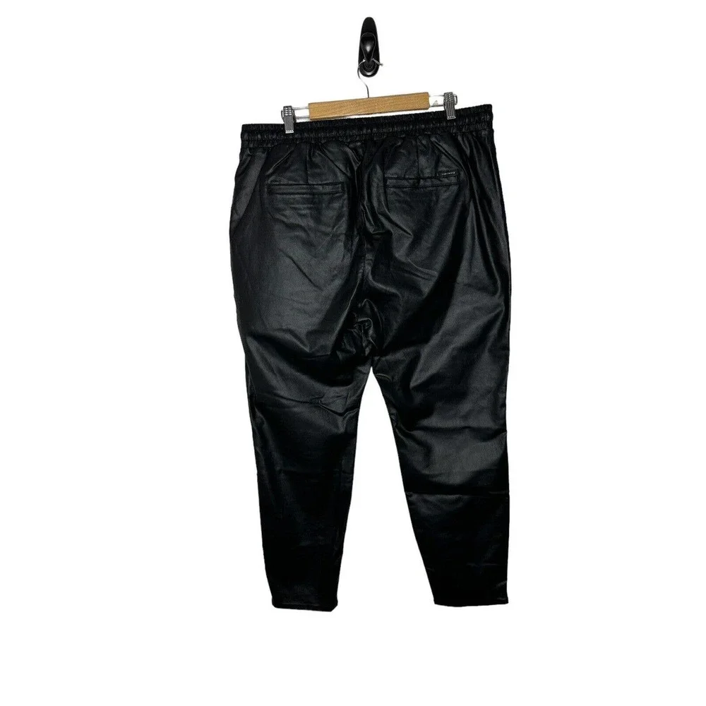 NWT Sanctuary Womens East Coast Utility Vegan Leather Pants 2X Drawstring‎ Black